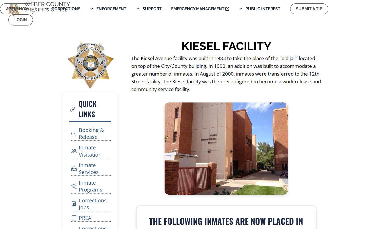 Kiesel Facility history and work-release role for Morgan County cases